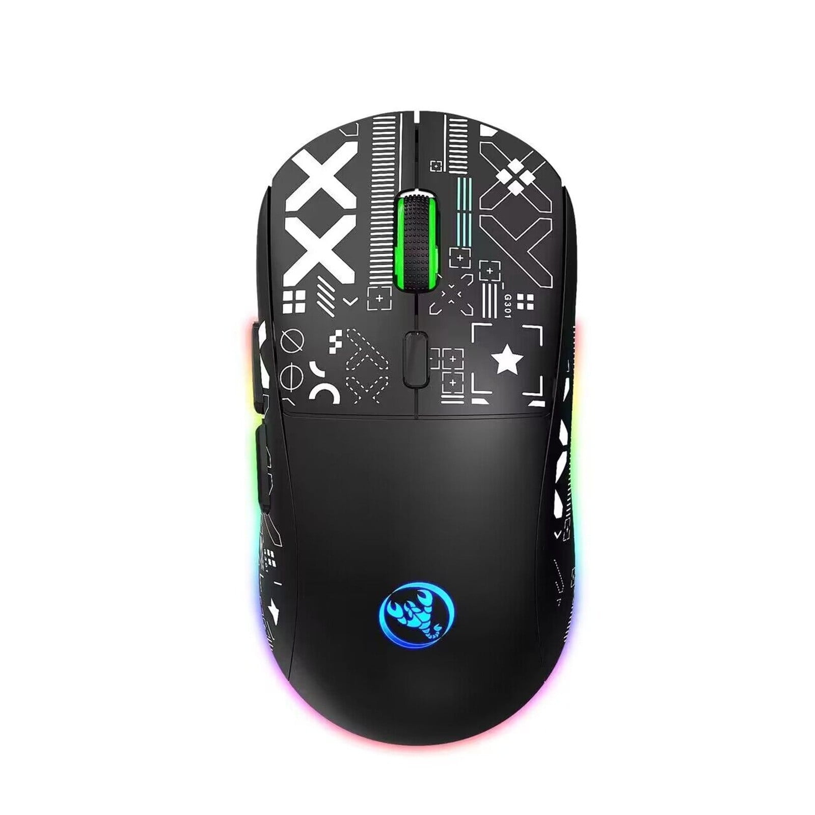 UHUYA Wireless Mouse 2.4GHz Bluetooth Wireless Mouse Gaming Mouse 3 Mode RGB Backlight Wireless Optical USB Gaming Mouse 3600DPI Rechargeable Mute Mice Black