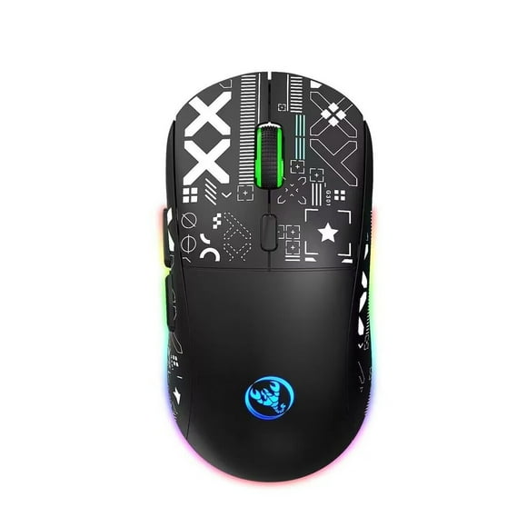 COM1950s Wireless Gaming Mouse, Usb Mouse Wireless, 2.4Ghz Bluetooth Wireless Mouse Gaming Mouse 3 Mode Rgb Backlight Wireless Optical Usb Gaming Mouse 3600Dpi Rechargeable Mute Mice