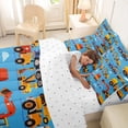 thumbnail image 4 of Castle Fairy Cartoon Engineering Vehicle Bedding Comforter Set 7 Pieces for Boys, Cute Crane Mixer Truck Full Bedding Set for Bedroom, Light Blue, 4 of 7