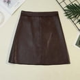 thumbnail image 4 of CENL Women A-line Pu Leather Korean Style High Waist Hip Skirt Slim, 4 of 9