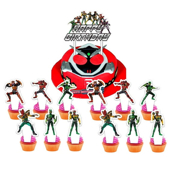 Kamen Rider Cake Topper Cupcake Set Party Supplies Decoration Birthday Decor Kit