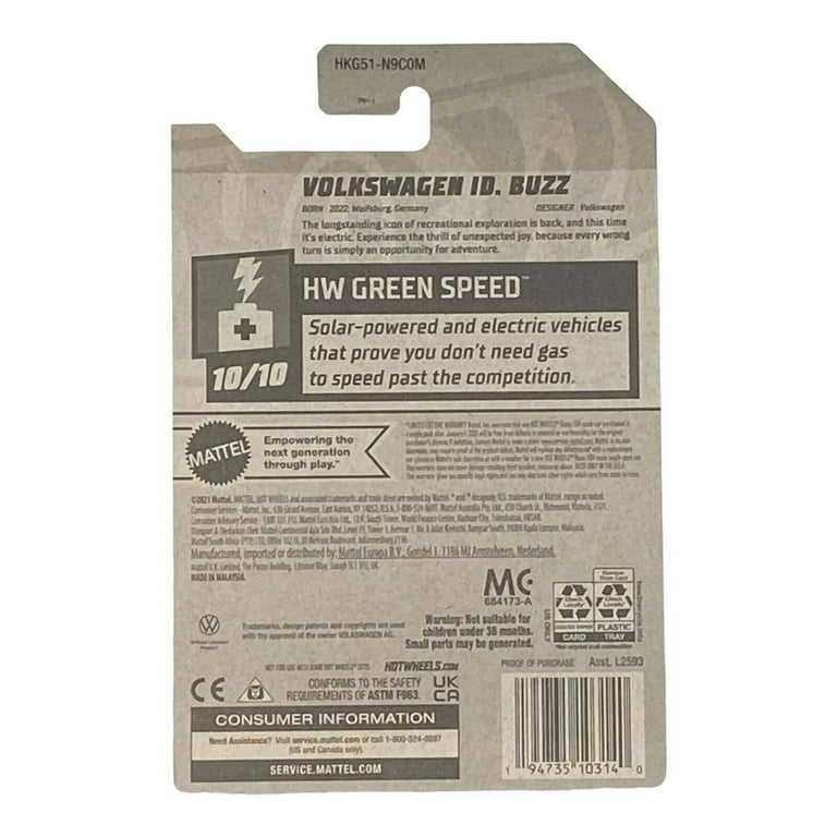 Hot Wheels Green Speed 2023, Yellow Volkswagen ID. Buzz Toy 173