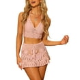 thumbnail image 1 of INSPIRAR CHIC Conjunto de Bikini de 2 Piezas para Mujeres Top Cami Cortado Falda Mini Verano Playa Conjuntos de Crochet de Punto S Rosa, 1 of 6