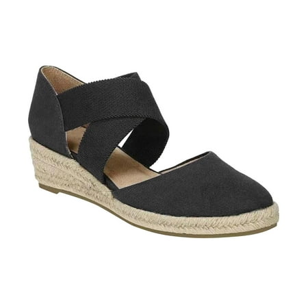 

Penkiiy Women s Closed Toe Crisscross Elastic Ankle Strap Platform Espadrille Wedge Sandals 43 Black