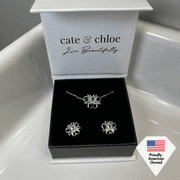 Cate & Chloe Alexis 18k White Gold Plated Flower Jewelry Set with Swarovski Crystals Gift for Women