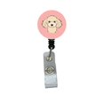 thumbnail image 1 of Checkerboard Pink Buff Poodle Retractable Badge Reel, 1 of 1