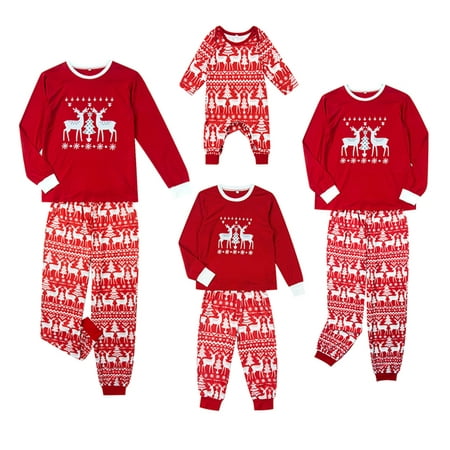 

Family Christmas Pjs Matching Sets Baby Reindeer Christmas Matching Jammies for Adults and Kids Holiday Xmas Sleepwear Set