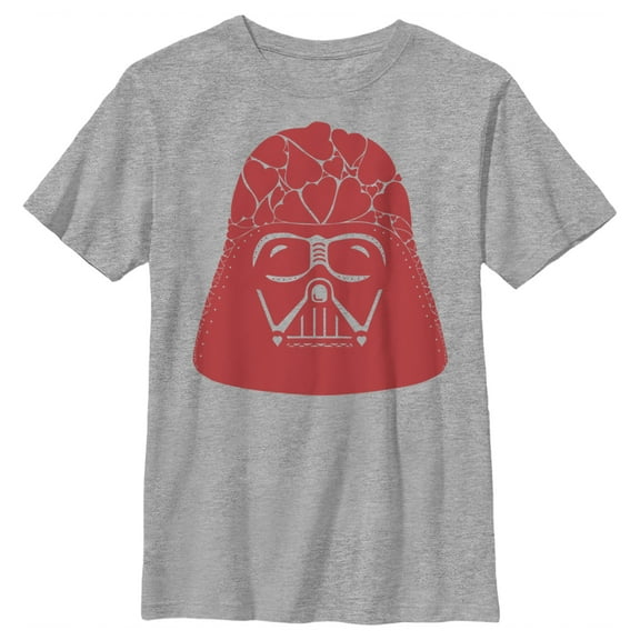 Boy's Star Wars Valentine's Day Darth Vader Heart Helmet Graphic Tee Athletic Heather Large