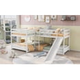 thumbnail image 6 of Full and Twin Size L-Shaped Bunk Bed with Slide & Short Ladder, Durable White Pine Construction, 6 of 14