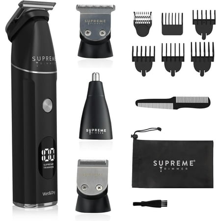All-in-One Waterproof Multigroomer for Men | Beard, Body, Pubic & Nose Hair Trimmer Kit | No-Nick LCD Grooming Clippers, Rechargeable Full Body Shaver | SMG3030