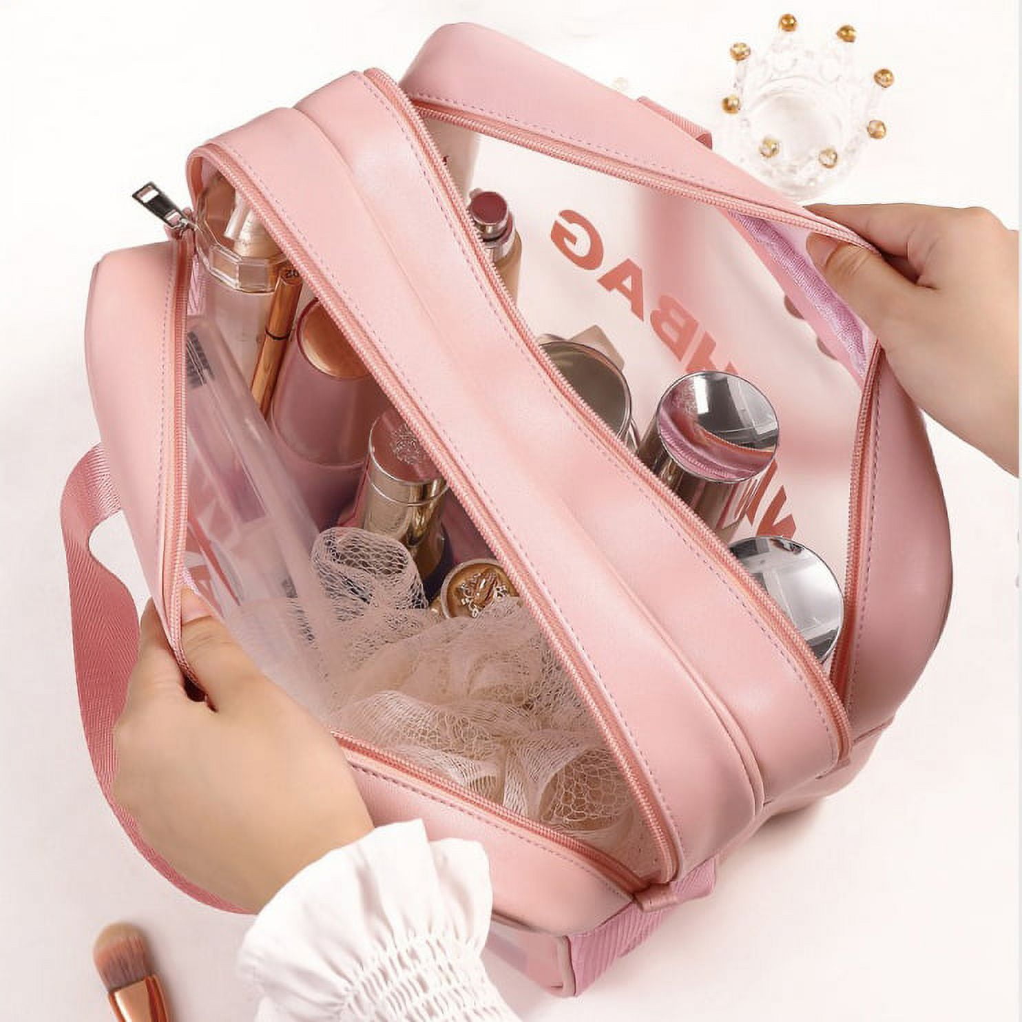 Amazon.com: HAOGUAGUA Clear Makeup Cosmetic Bag with Brush