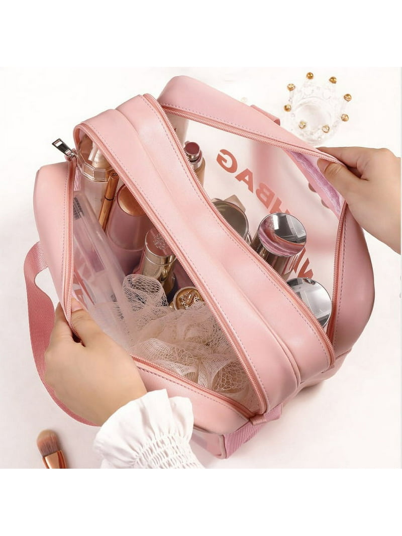 Clear Travel Makeup Bag for Women PVC Waterproof Large Zipper Bag
