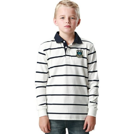 Leo&Lily Little Boys' Casual Dressing Yarns Dyed Striped Rugby Polo