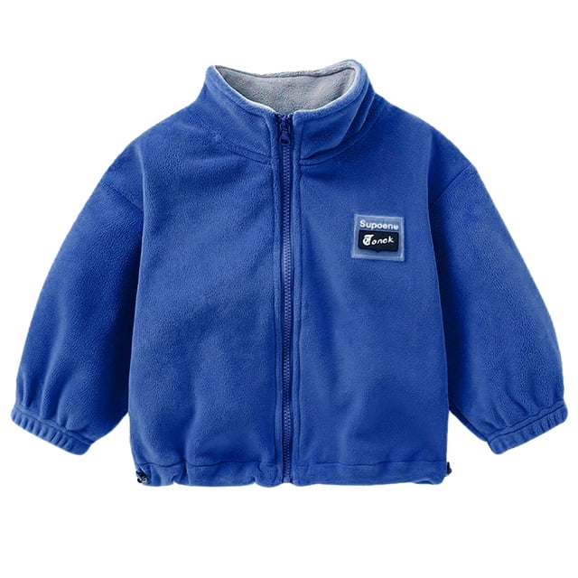 Gibobby Grandes NiñosAbrigo para niños de tamaño mediano Abrigo con cremallera Abrigo grueso de lana para niños Color de otoño e invierno Abrigo informal(Azul, 2-3 Años)