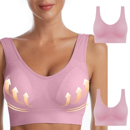 Juslio Minimizer Bras for Women 2PC Wirefree Breathable Solid Vest Breasted Bra