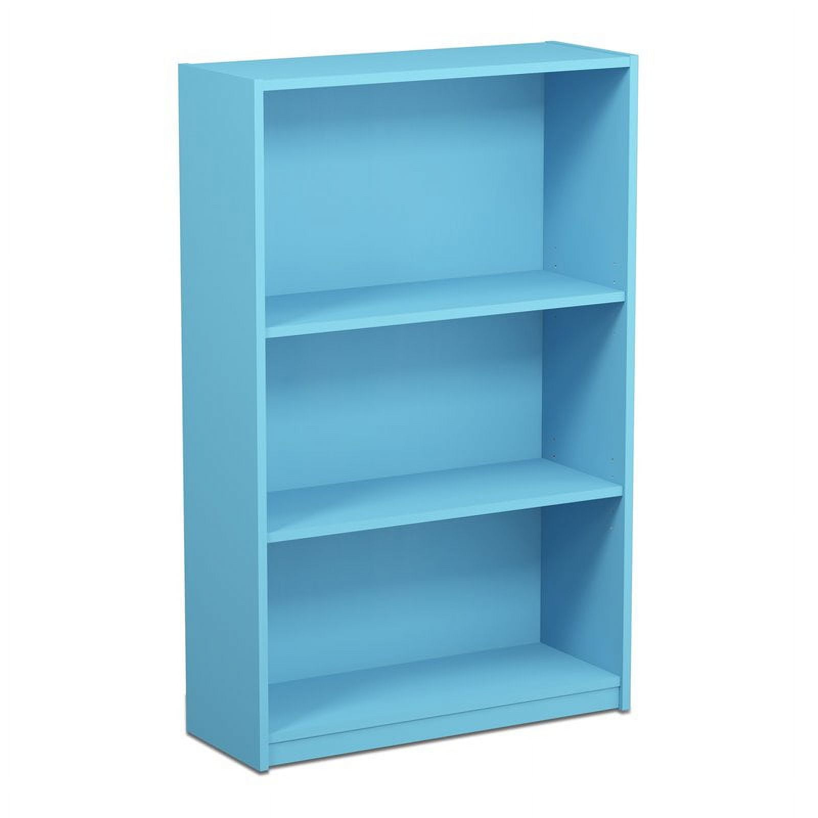 Furinno JAYA Simple Home 3-Tier Adjustable Shelf Bookcase, Light Blue