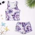 thumbnail image 5 of COEQINE Girls Two Piece Tankini Swimsuit Racerback Bathing Suit with Chest Pad, Summer Hawaiian Swimwear with Boyshort for Kids 6-7 Years, for Water Play, Purple Butterfly Tie-dye, 5 of 8