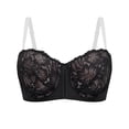thumbnail image 5 of SNKSDGM Women Underwire Lace Bra, Front Clasp Clear Strap Support Daily Underwear Black XXL, 5 of 7