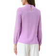 thumbnail image 3 of INSPIRE CHIC Chiffon Shirt for Women Work Office Mock Neck Long Sleeve Blouse S Purple, 3 of 5