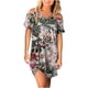 thumbnail image 1 of Vestido corto de punto con cuello en V y manga corta floral para vacaciones de verano para mujer Pompotops  ghjkhdj15264, 1 of 5