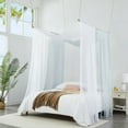 thumbnail image 3 of WARM HOME DESIGNS Set of 2 White & Silver Queen Canopy Bed Curtains in 55 x 216 Inch Size. BE White & Silver 216, 3 of 5
