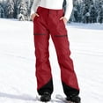 thumbnail image 2 of OIOLOYJM Ski Pants Women Color Block Snow Outfits Outdoor Hiking Snowboard Pants Casual Athletic Warm Trousers with Pockets Wine S, 2 of 5