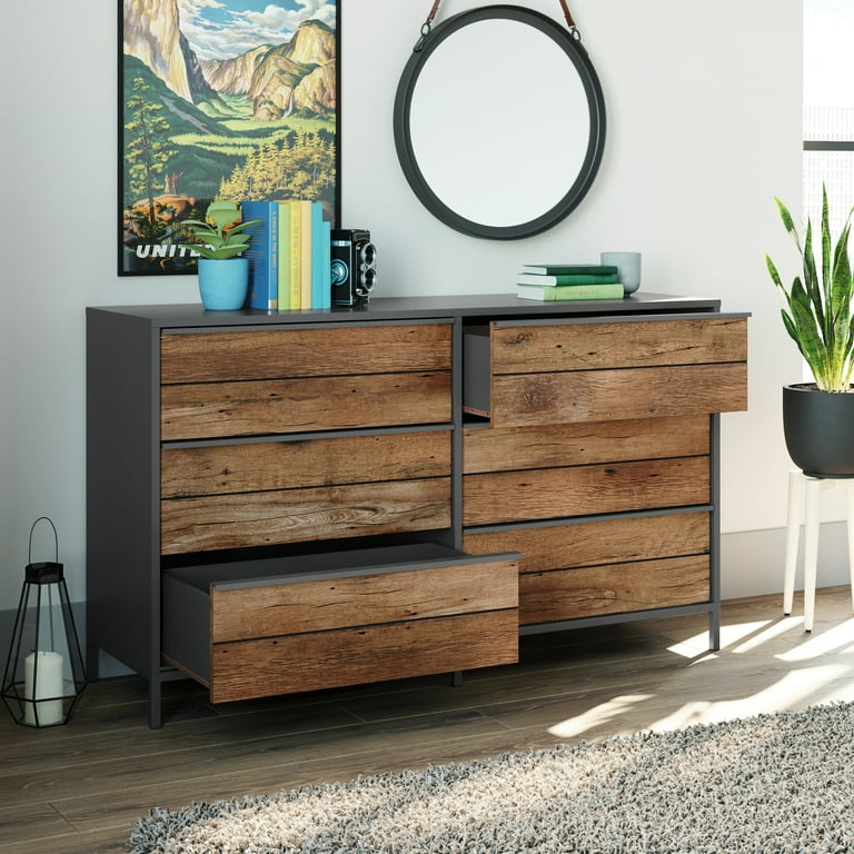 Sauder Boulevard Cafe Industrial 6 Drawer Dresser with Metal Frame