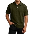 thumbnail image 2 of Zimjoy Men's Cotton Polo Shirts 3-Button Henley Neck Short Sleeve T Shirts Summer Casual Classic Tops, Army Green XL, 2 of 6