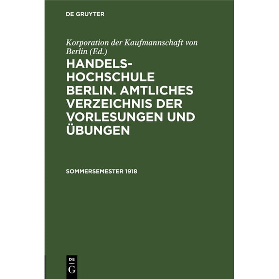 Sommersemester 1918 (Hardcover)
