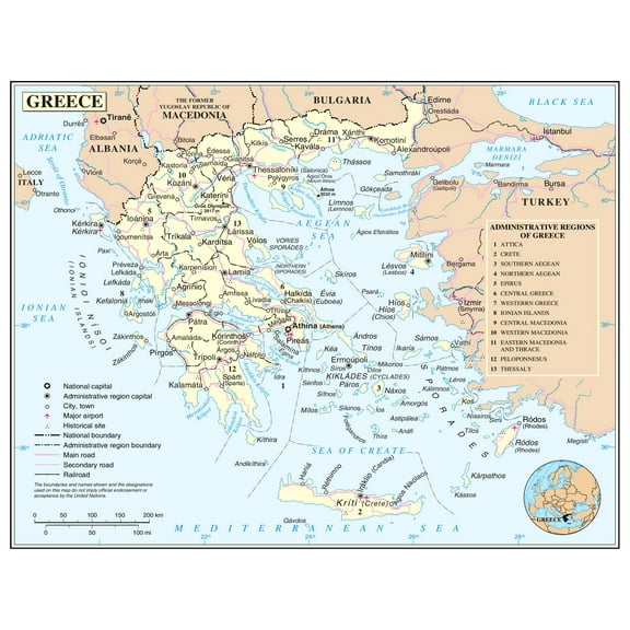 Palmetto Posters Large detailed political and administrative map of Greece 24 x 31 Poster