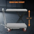thumbnail image 7 of Hydraulic Lift Table Cart, 500lbs Capacity 59" Lifting Height, Single Scissor Lift Table Cart with 4 Wheels and Non-Slip Pad, Manual Elevating Cart for Material Handling Transportation, 7 of 7