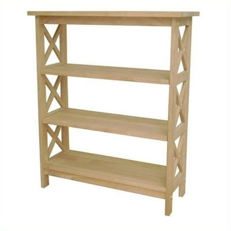 Alder Unfinished Bookcase - Pemberly Row Unfinished Wood X-Sided 3 Shelf Open Bookcase