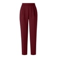 thumbnail image 3 of Pounoo Womens Work Trousers High Waist Pleated Straight Leg Plain Womens Dress Pants Regular Fit Office Commute Soft Womens Dress Pants, 3 of 8