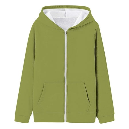 DHFJKG Boys Girls Solid Color Zip Up Hoodies Warm Outerwear Coats For Toddler Children Kids Casual School Outdoor Winter Fall Long Sleeve With Pockets Leisure Coat