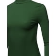 thumbnail image 4 of A2Y Women's Basic Solid Soft Cotton Long Sleeve Mock Neck Top Shirts Junior Fit Army Green L, 4 of 6