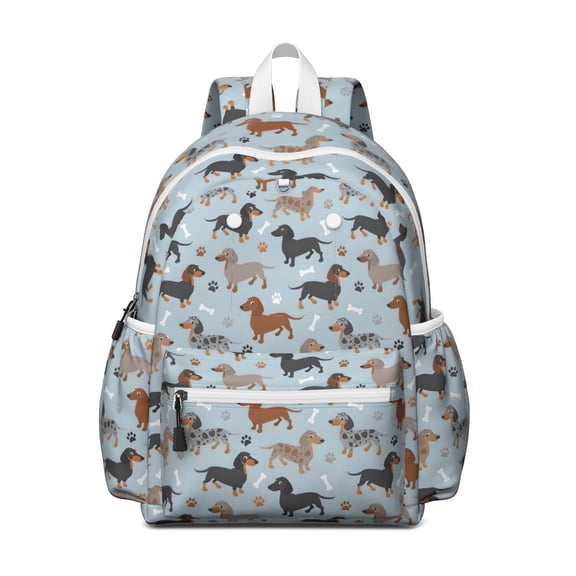 Cute Dachshund and Dog Footprint Backpack for School,Cute School Bag,Schoolbag with Adjustable Shoulder Straps & Padded Back,13.4"x11"x4.7"