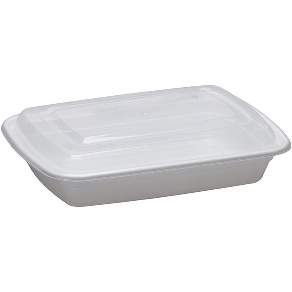Conteneur Rectangulaire Blanc 28oz Micro-Ondable avec Couvercles 150 Unités/paquet