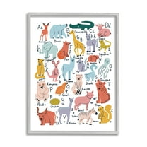 Stupell Industries Various Animal Alphabet Chart Educational Nature Wildlife Graphic Art Gray Framed Art Print Wall Art, Design by Dominika Godette