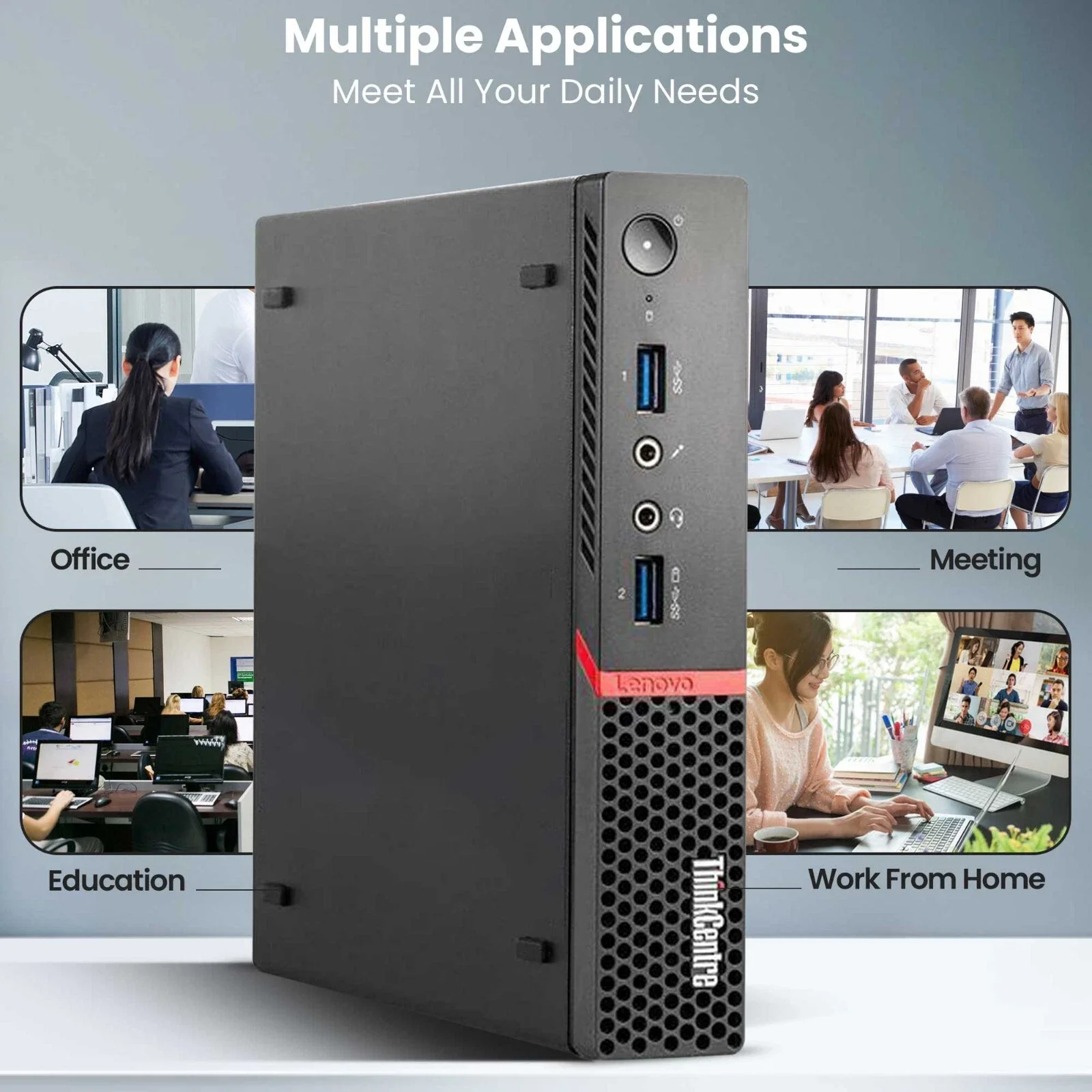 Restored Lenovo Mini Desktop PC - Intel Core i3-6th Gen (3.20 GHz) - 16GB DDR4 RAM, 256GB SSD - 22" LED Monitor- Wi-Fi, Keyboard & Mouse - Win 11 Pro (Refurbished)