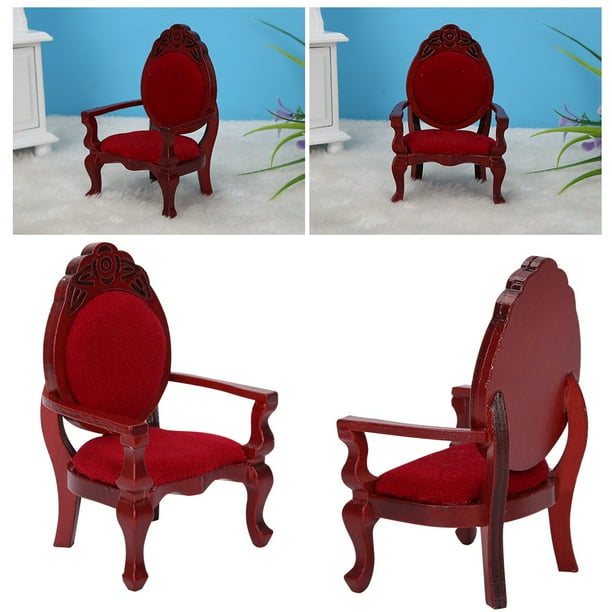 Garosa 1 12 Dollhouse Miniature Vintage Wooden Carved Dining Chair Furniture Wooden Dollhouse Chair Dollhouse Miniature Chair