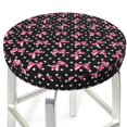 thumbnail image 3 of Lsque polka dot with pink bows Pattern Round Bar chair cushion covers Velvet Fabric Premium Comfort Protects from Scratches and Stains for 14-17 Inch Chair-12 inch, 3 of 7