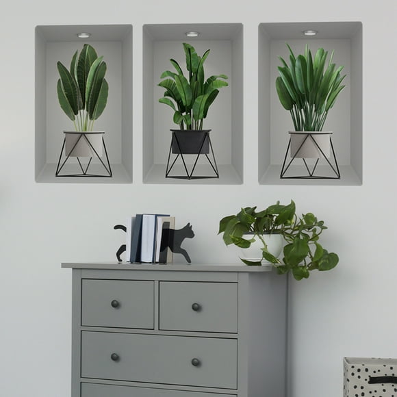 Potted Plants Fake Window Decoration Painting Wall Background Wall Living Room Room Decoration Wall Stickers Self Adhesive
