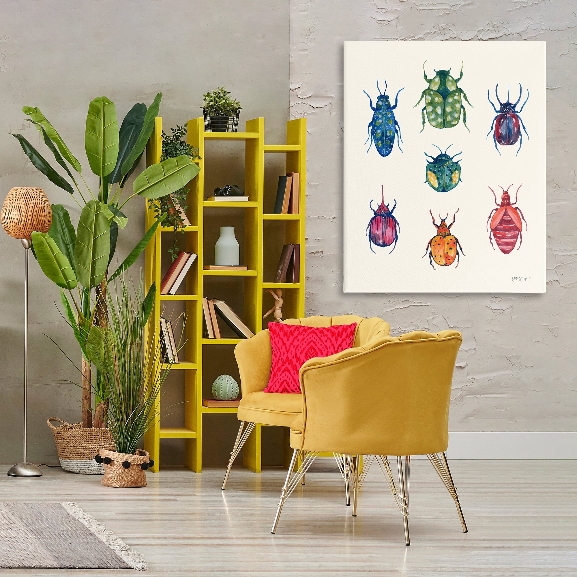 Stupell Industries Varied Beetle Chart Insects Painting Wrapped Canvas Art Print Wall Art, 36 x 48