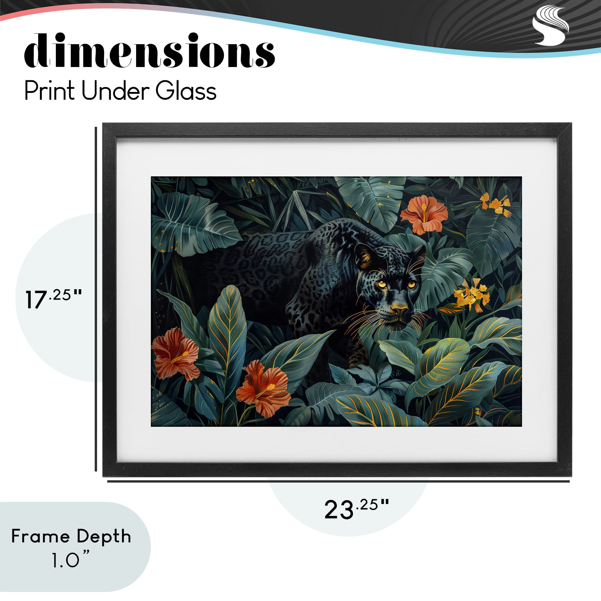 Stupell Industries Panther's Exotic Paradise Black Framed Print Under Glass, design by Ray Powers