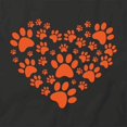 thumbnail image 2 of Dog Paws Orange Heart T-Shirt | Cute Dog Black Tee Gift, 2 of 5