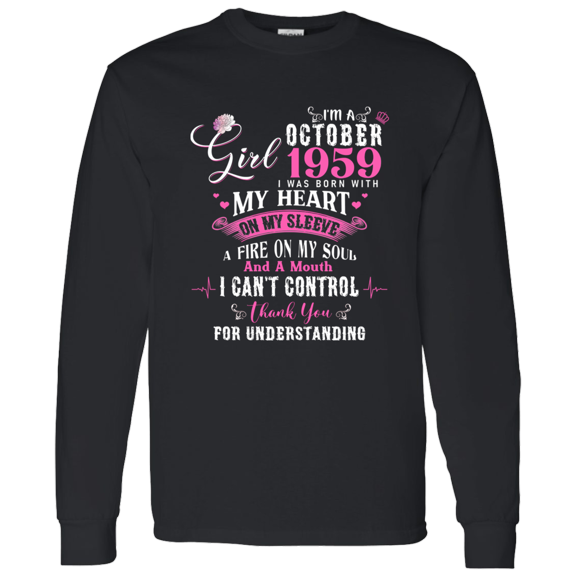 I'm October Girl 1959 Long Sleeve Shirt 67th Birthday Gift for Women