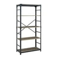 thumbnail image 3 of Walker Edison Finley Urban Industrial Angle Iron X Back Bookshelf, 64 Inch, Grey Wash, 3 of 8