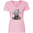 thumbnail image 3 of Inktastic Halloween Trick or Treating Cute Grim Reaper Women's V-Neck T-Shirt, 3 of 5