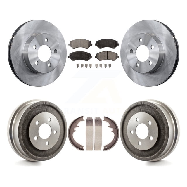 Transit Auto Front Rear Disc Brake Rotors Semi-Metallic Pads and Drum Kit for Car 2002 Jeep Liberty K8F-103331