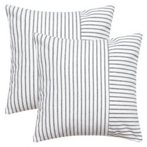REGALWOVEN Boho Striped Throw Pillow Covers Set of 2 Farmhouse Pillow Cases Home Decor for Couch Sofa Bedroom Navy Blue 18" x 18"
